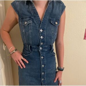 PAIGE Jaxsyn Belted Denim Dress Size 2 Denim